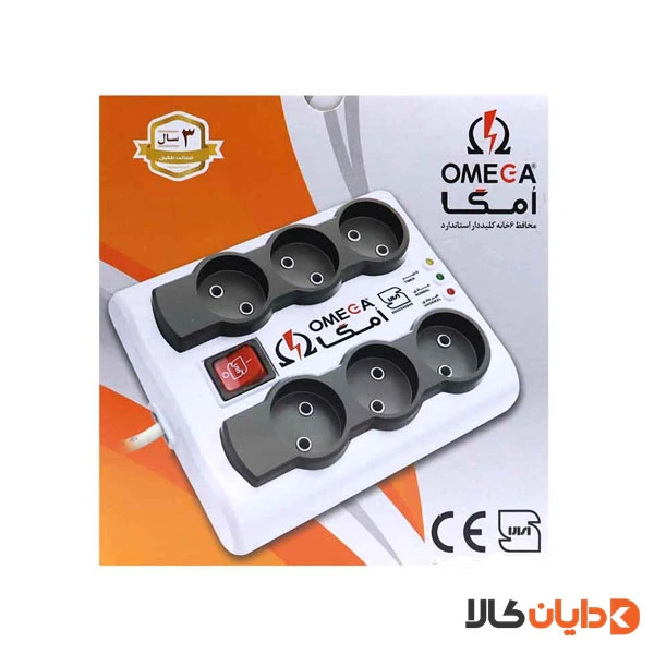 محافظ برق 6 خانه 3 متر امگا OMEGA مدل P6000