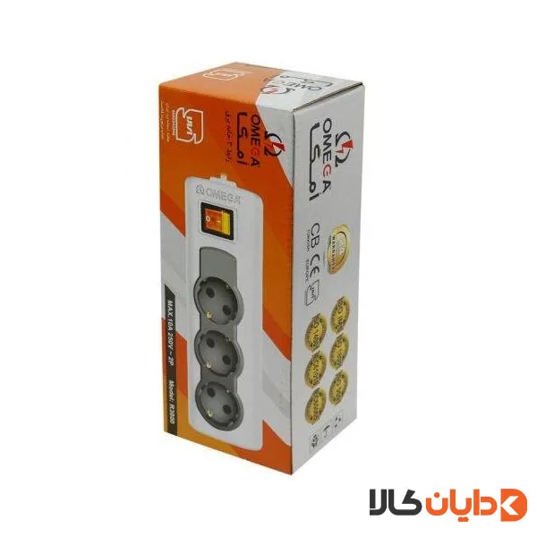 چند راهی برق ارت دار امگا OMEGA مدل R3000 با طول 5متر