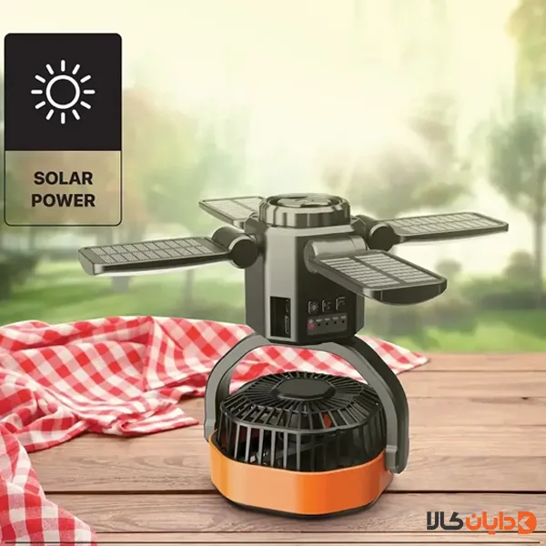 پنکه شارژی و پاوربانک خورشیدی پرودو PORODO مدل Suncharge Outdoor Solar Fan